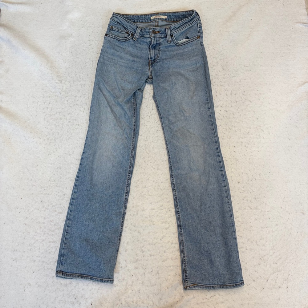 Levi's Superlow Boot Jeans Womens 26 Blue Denim Frayed Hem
